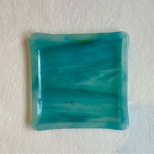 Beautiful Turquoise Glass Trinket Tray